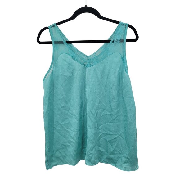 Robin Egg Blue Satin Lace Sleeveless Lingerie Slip Baby Doll Top Sz L Grunge Y2K - Picture 1 of 9